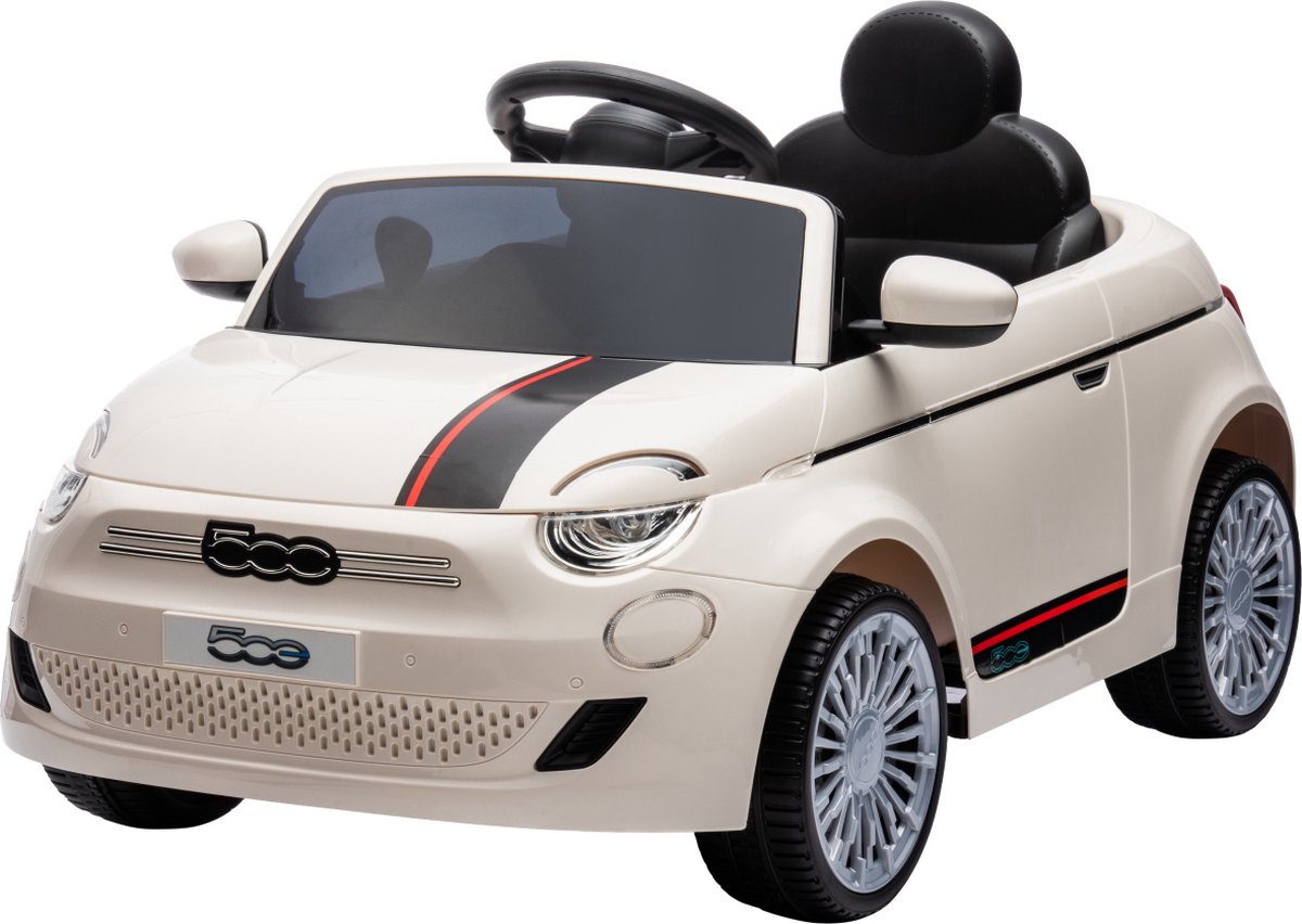 Eco Toys - Elektrische Fiat 500 Kinderauto - Wit - Met Afstandsbediening, Claxon & Verlicht Dashboard - Snelheid 3,2 km/u - Vanaf 3 Jaar - Max. 30 kg (8720663937049)