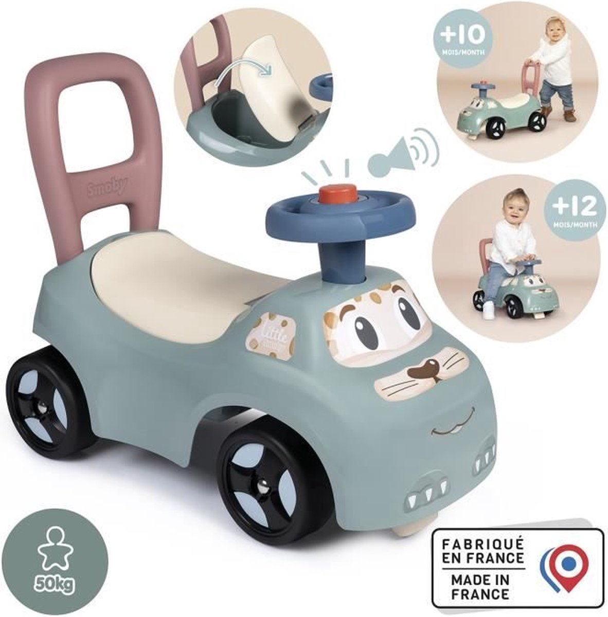 Little Smoby - Autodrager - Doos onder het zadel + zitting - Hoorn - Vanaf 10 jaar - Made in France (3032160109641)