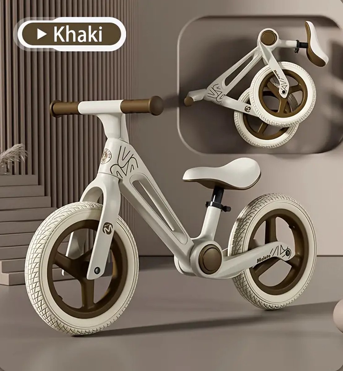 LoopFiets - Kinderen - Khaki - Inklapbaar - Klassieke stijl. (6150813843876)