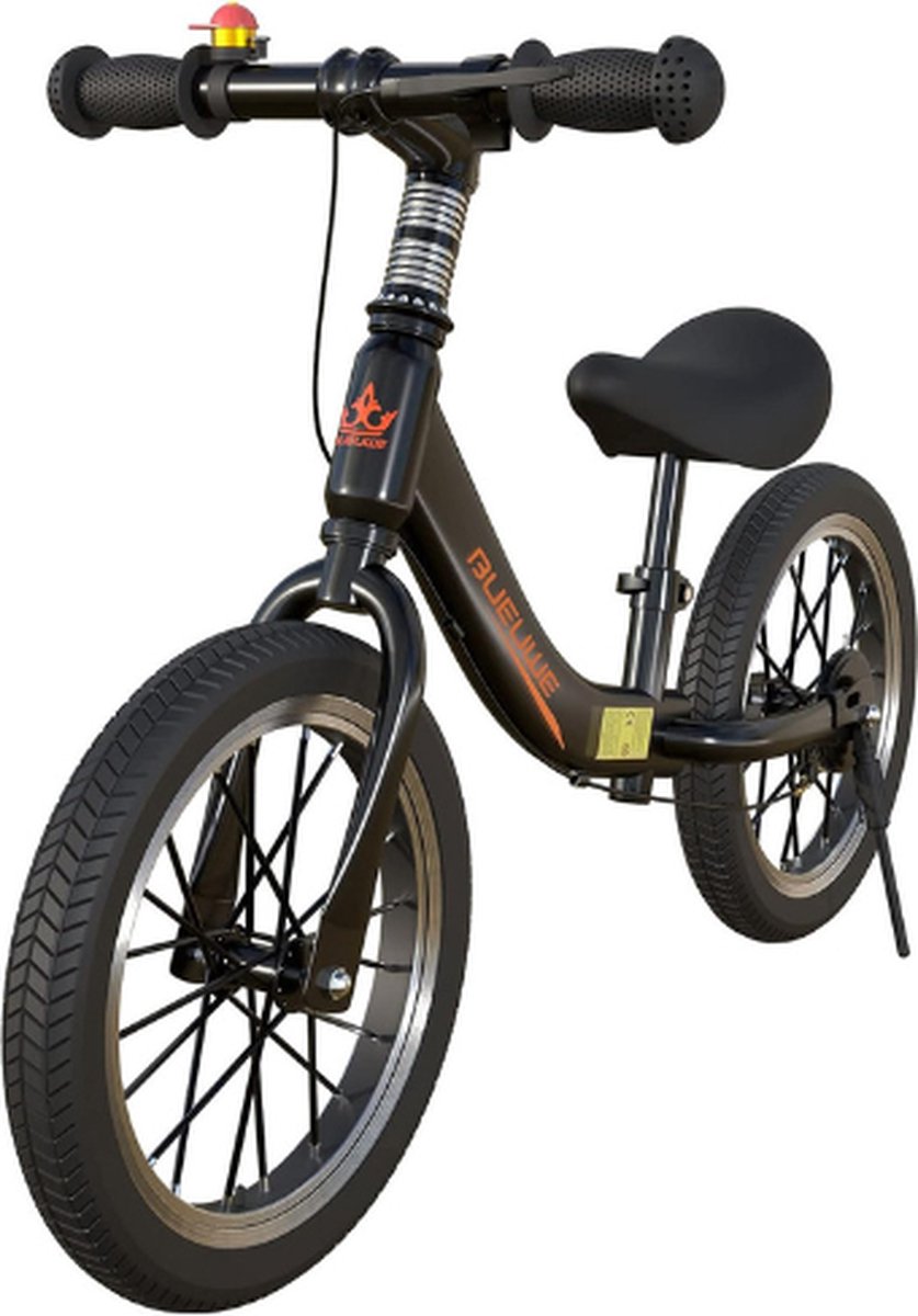 Loopfiets - Lichtgewicht - Zwart - Verstelbaar Zadel - 16 inch - Luchtbanden - 4 Tot 8 Jaar - Perfect Cadeau Voor Kinderen (8721022730394)