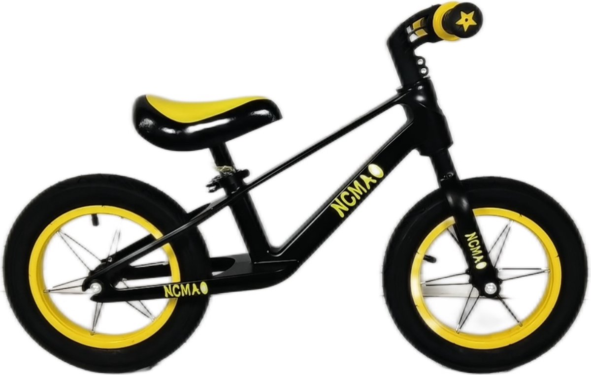 Loopfiets-kindersportbalans fiets-Fiets zonder pedaal-competitieve kindersportbalans fiets-12 inch-voor kinderen van 2 3 4 5 6 7 jaar voor jongens en meisjes-Verstelbare stoel-Luchtbanden-Comfortabel en zeer licht- Geel (6150523857880)