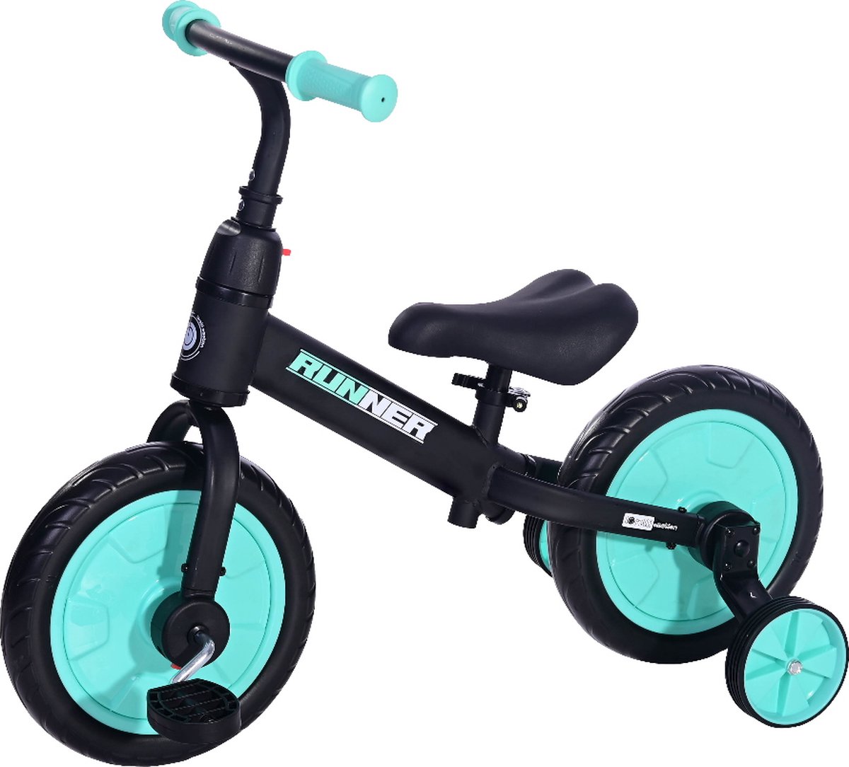 Lorelli Runner Black & Turquoise 2-in-1 Loopfiets met Zijwieltjes 1041003-0009 (3800151970507)