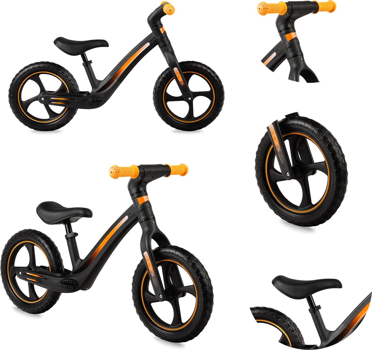 MoMi Mizo Loopfiets - Lichtgewicht Balance Bike - geschikt vanaf 3 jaar - Zwart (5900495050786)