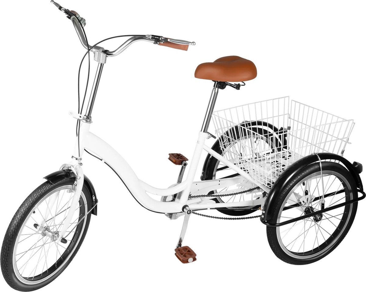 Mygroot - Driewieler - 20 Inch - Driewielige Fiets Met Mandje - Geschikt Voor Ouderen - Winkelen Transport - Wit (8721246712572)