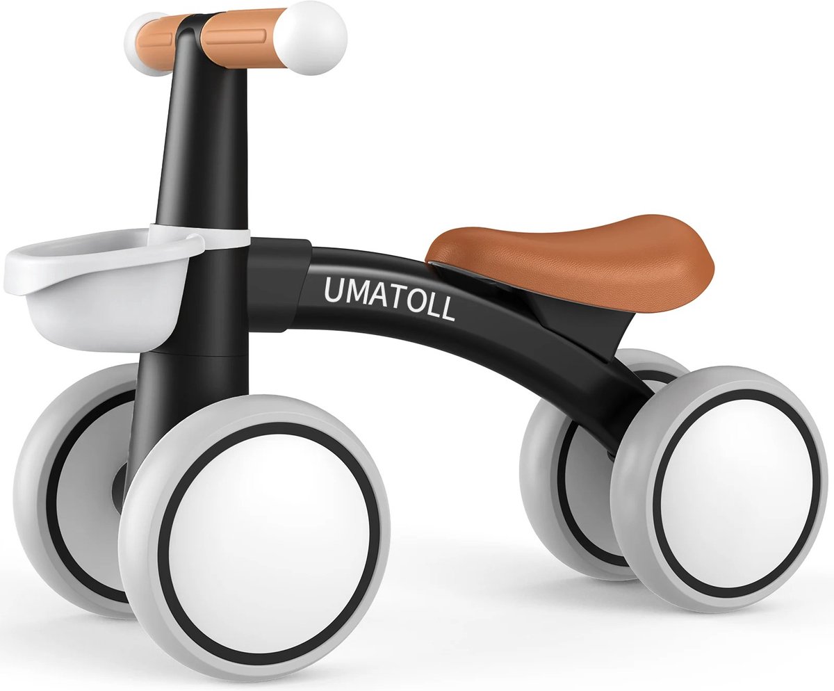 Nique Loopfiets - Voor kinderen 1 / 2 Jaar - Fietsmandje Kinderfiets - Balance Bike - Baby Fiets - Binnen en Buiten Speelgoed - Voor Jongens en Meisje - Zwart (8721246731108)