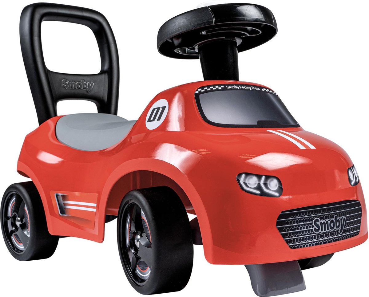 Smoby - 2 in 1 kinderdrager - Auto Red - Doos onder het zadel + claxon - Vanaf 10 maanden - Made in France (3032160109665)