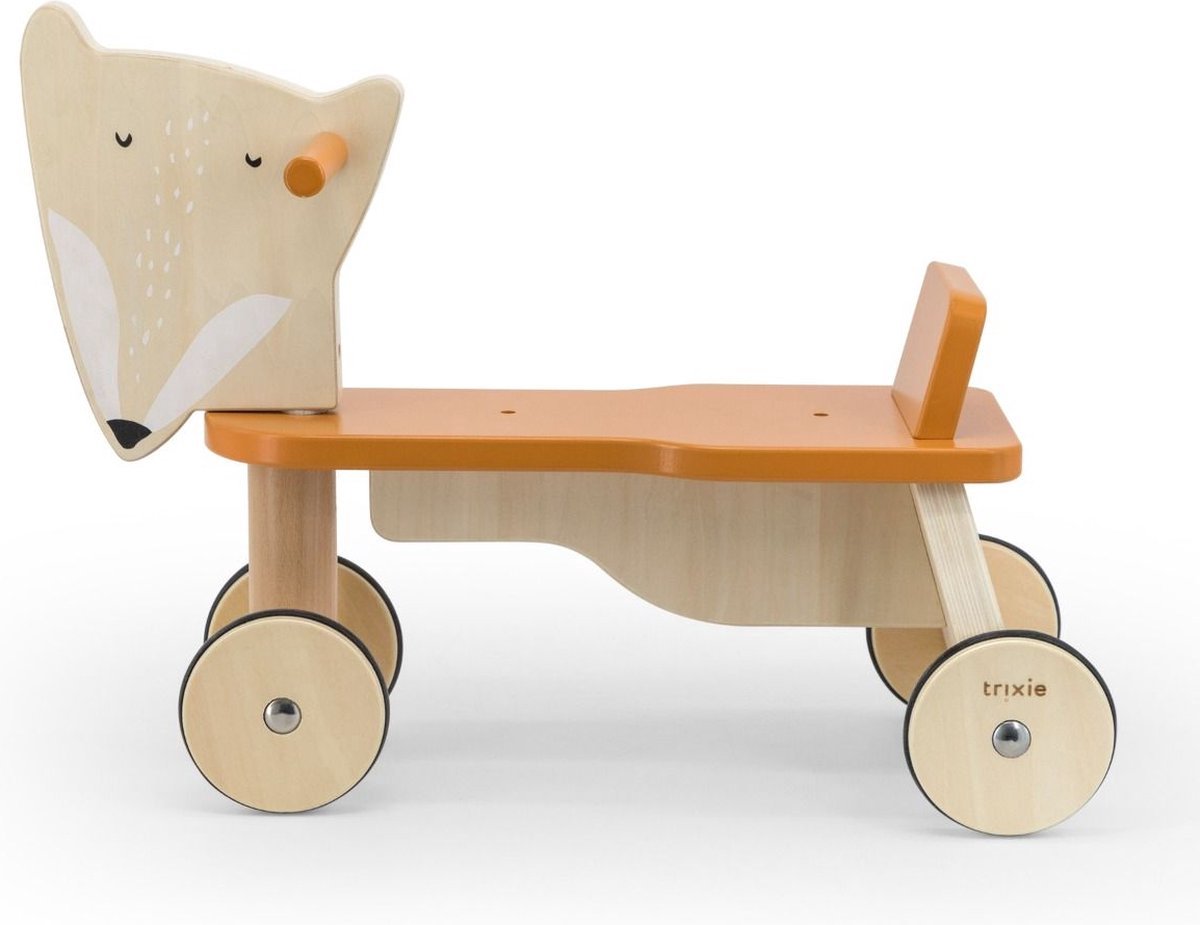 Trixie Houten Fiets - Mr. Fox - Loopfiets met 4 wielen - Speelgoed voor Kinderen - Vanaf 1 jaar - Voor Jongens en Meisjes - FSC (5400858368263)