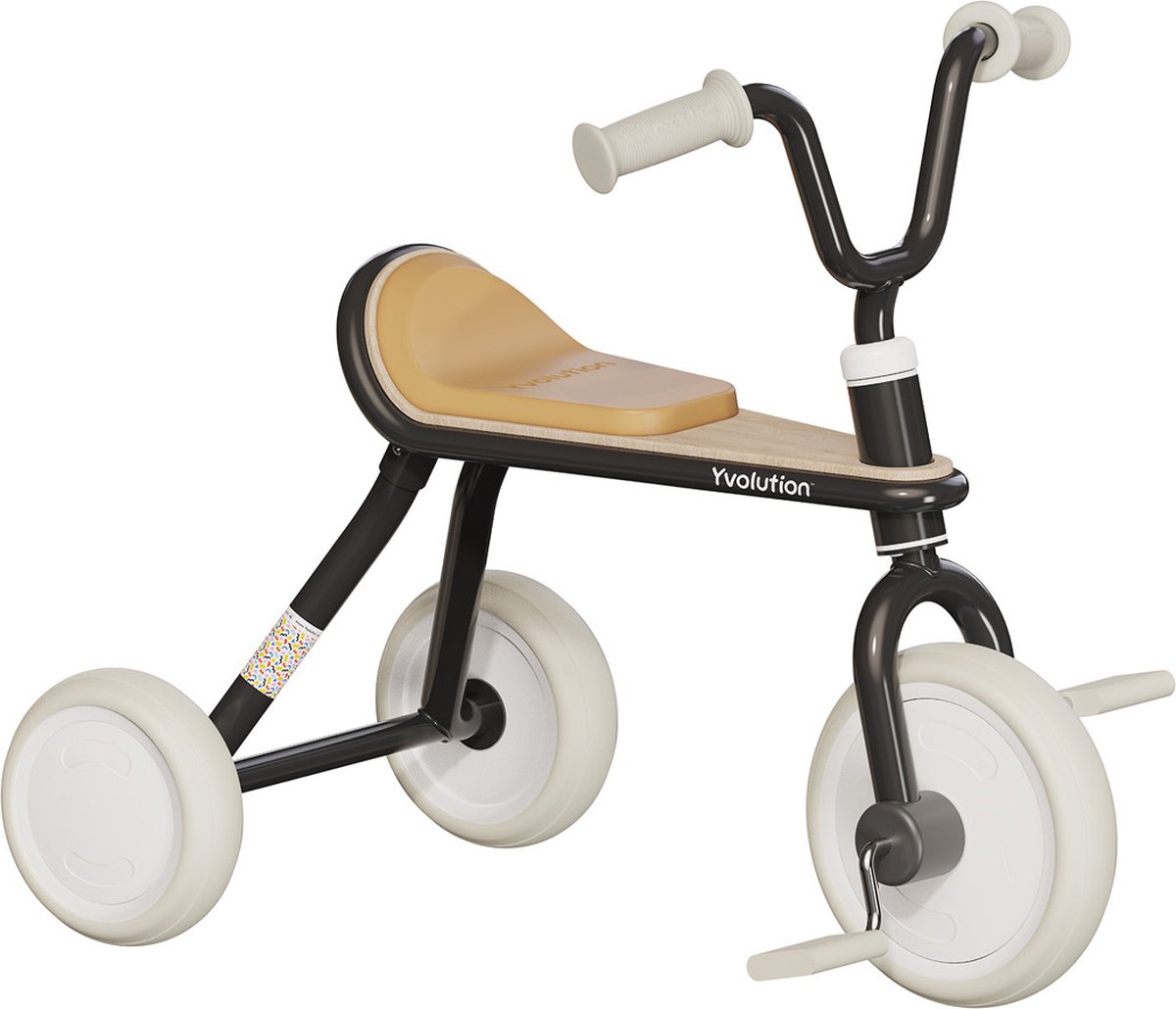 Yvolution - Classic Trike Black - Zwarte Driewieler Met Vintage Look - Een Supercomfortabel Schuimrubberen Zadel - Geschikt Vanaf 18 Maanden (0816661028884)