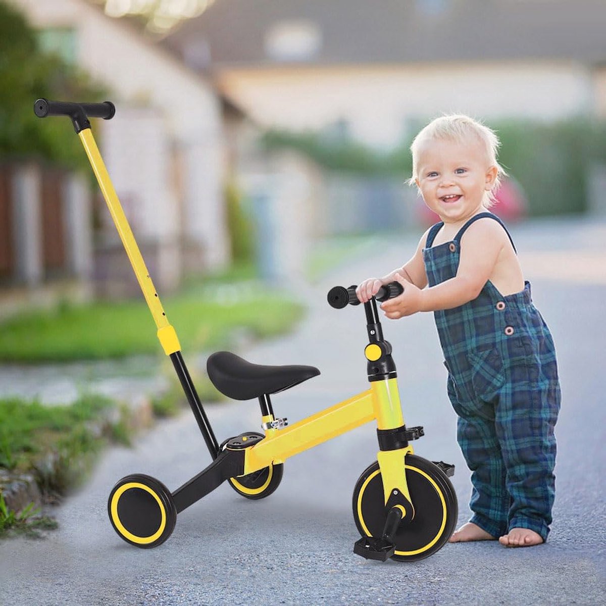 3-in-1 Driewieler voor Peuters met Duwstang - Geschikt voor 1-5 Jaar (6152600895891)