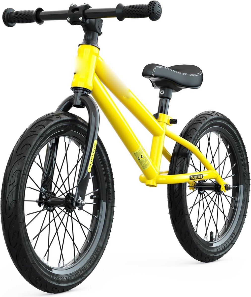 16 Inch Loopfiets voor Kinderen van 4-8 Jaar - Lichtgewicht Carbon Stalen Frame - Verstelbaar Zadel - Luchtbanden - Geschikt voor Jongens en Meisjes - Balansfiets (8721236042481)