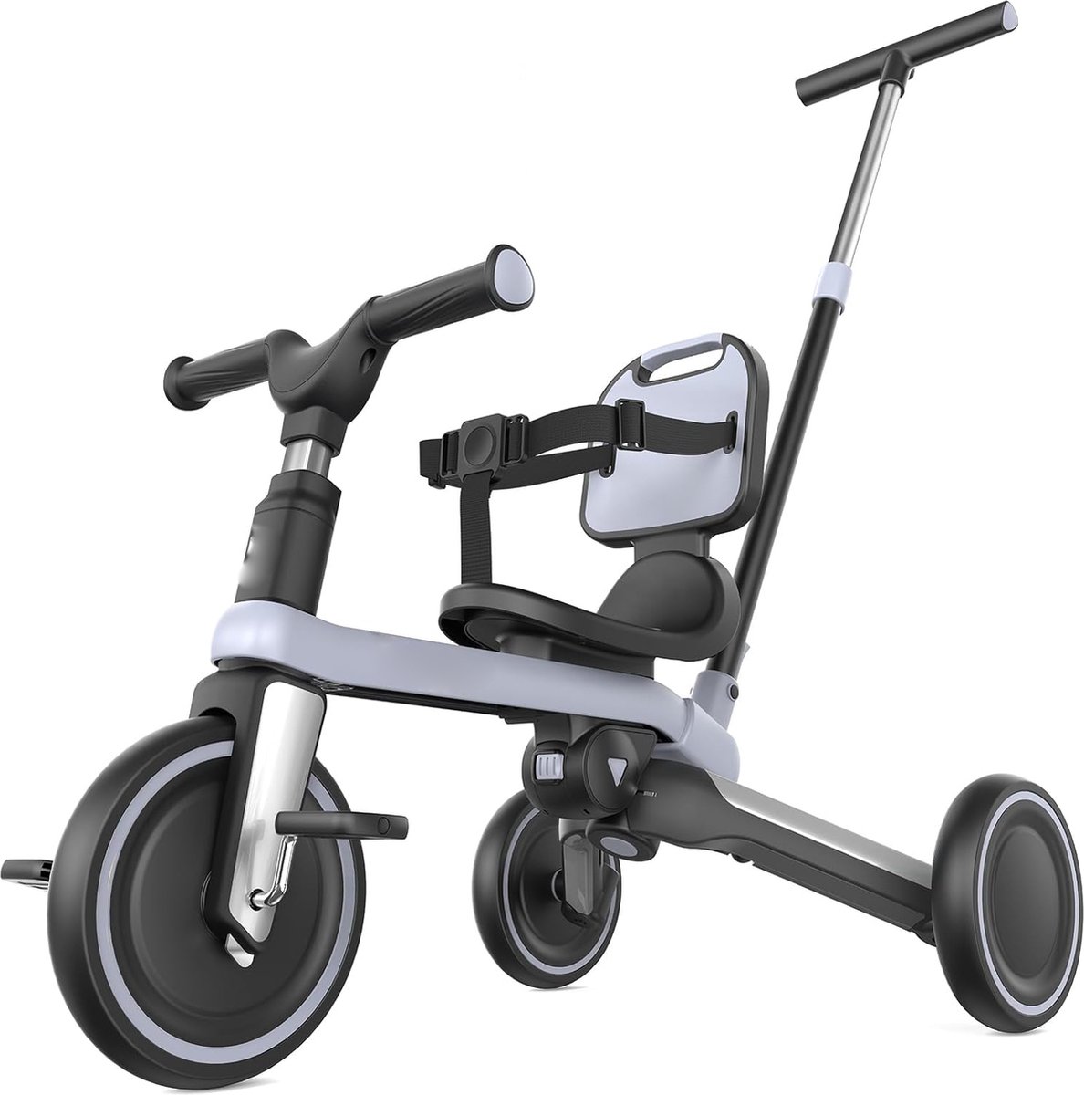 7-in-1 Kinder Driewieler met Duwstang - Geschikt voor 1-5 Jaar - Vouwbare Balanceerfiets - Loopfiets voor Peuters - Verwijderbare Pedalen - Grotere Wielen - Verstelbare Zitting - Roze (8721236042375)