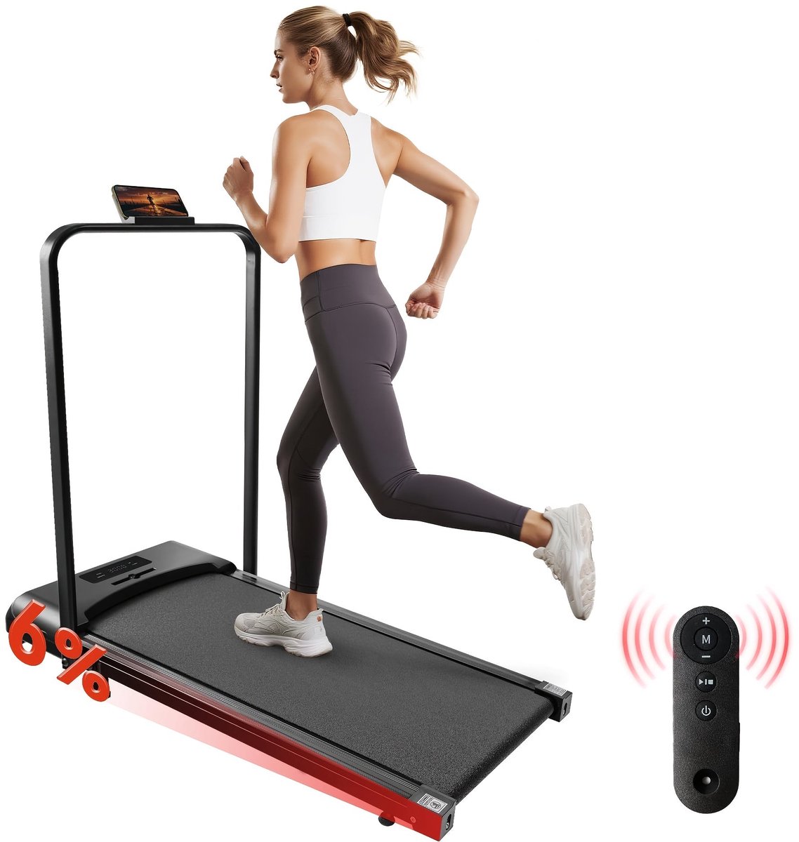 Loopband - Walking Pad - Wandelband - Wandelmachine - Treadmill - Inklapbaar - Verstelbare Helling 0-6% - Stil 1-6 km/u met LED Display en Afstandsbediening (8721391101924)