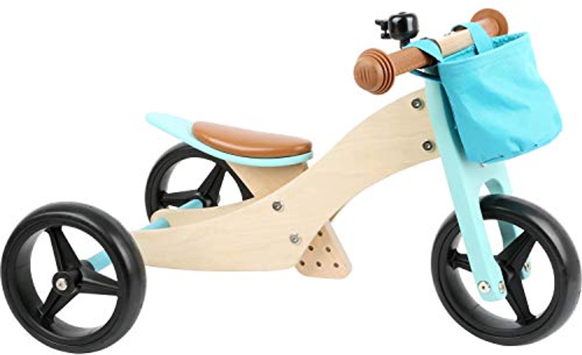 2-in-1 Houten Trike en Loopfiets in Turquoise met Verstelbare Zitting (6154004772730)