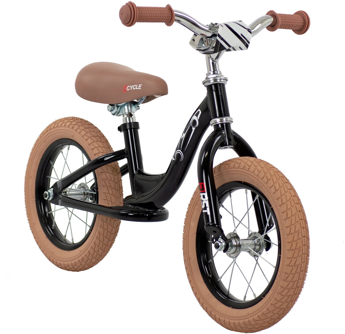 2Cycle - Loopfiets - First - Luchtbanden - Zwart - Loopfiets 2 jaar - Balance bike (8718836102677)