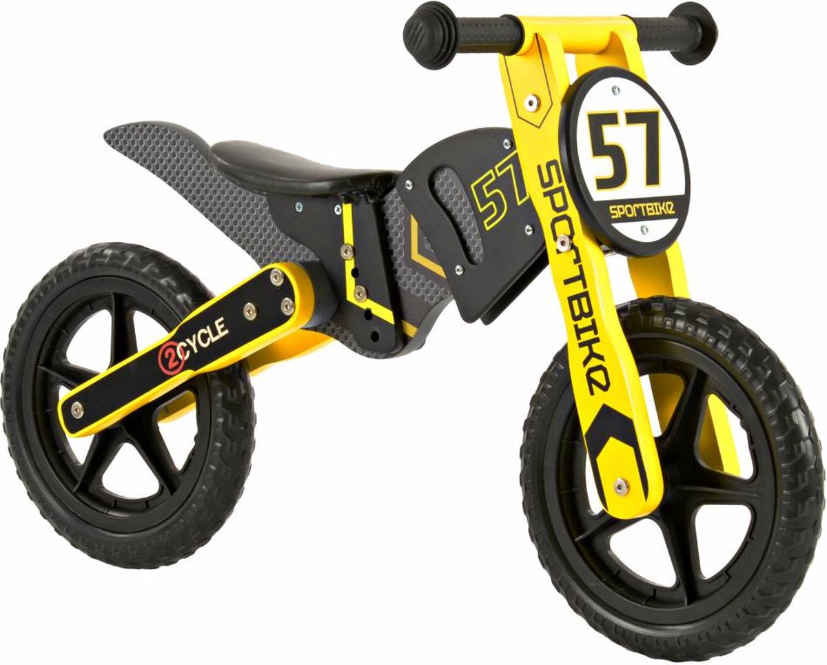 2Cycle Motor Loopfiets - Hout - Geel (8718836678516)