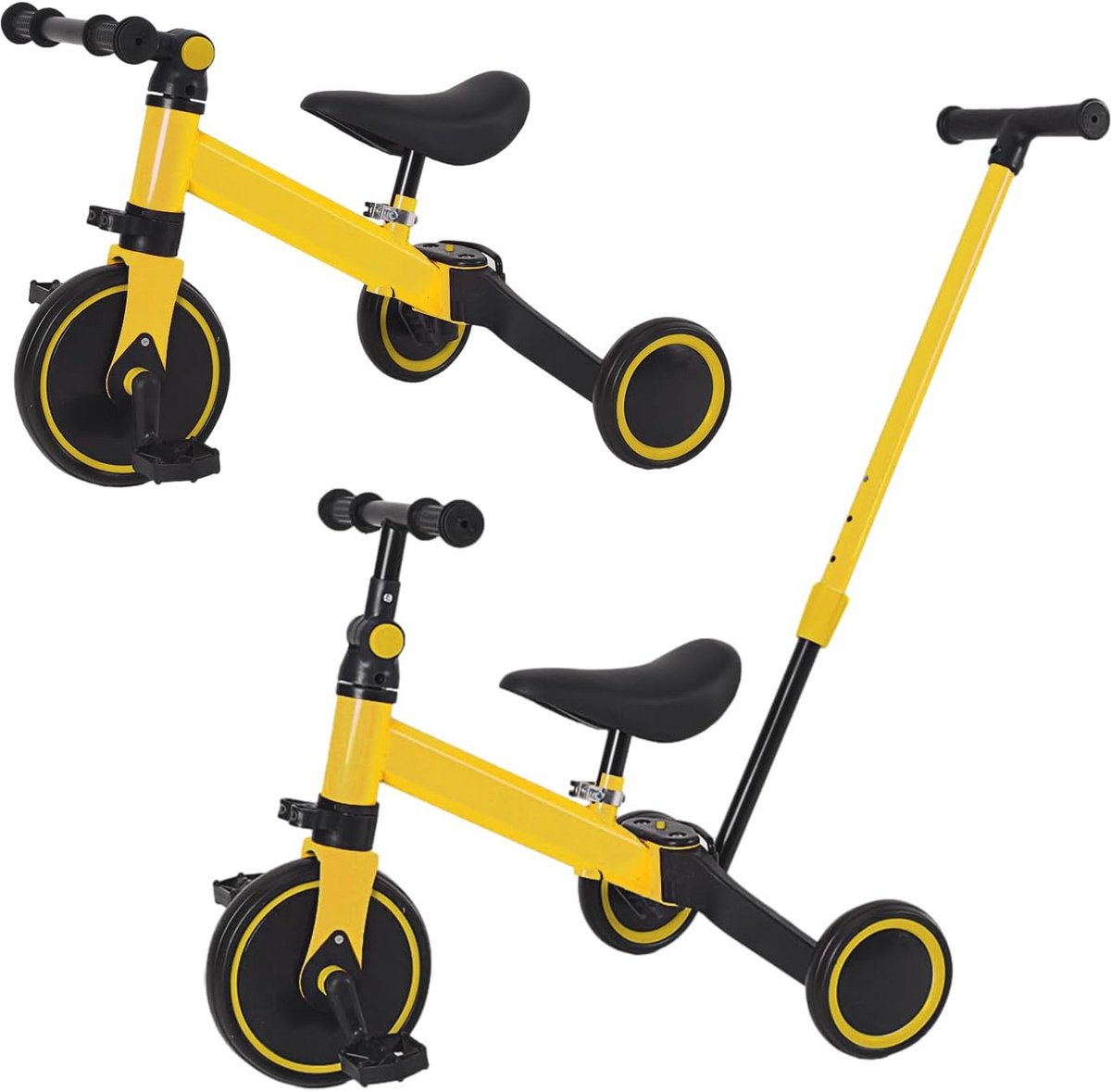 3-in-1 Baby Trike - Expandable Tricycle voor Kinderen met Pedalen - Balance Bike voor Meisjes en Jongens (Geel Zwart) (9101022464830)