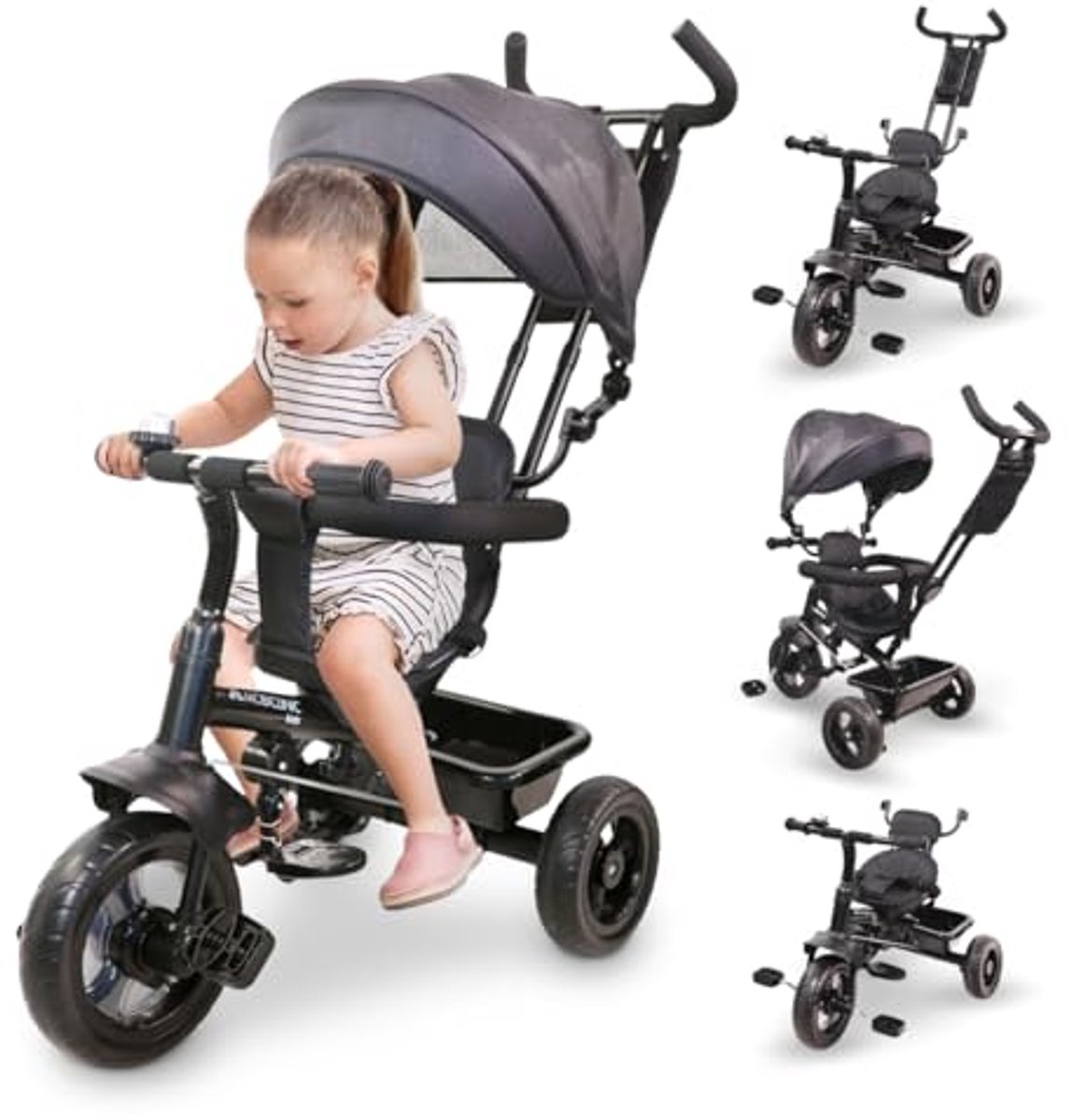 3-in-1 Driewieler voor Kinderen met 360° Zwenkstoel en Verstelbaar Stuur - Geschikt voor 18 Maanden tot 5 Jaar (6153945414488)