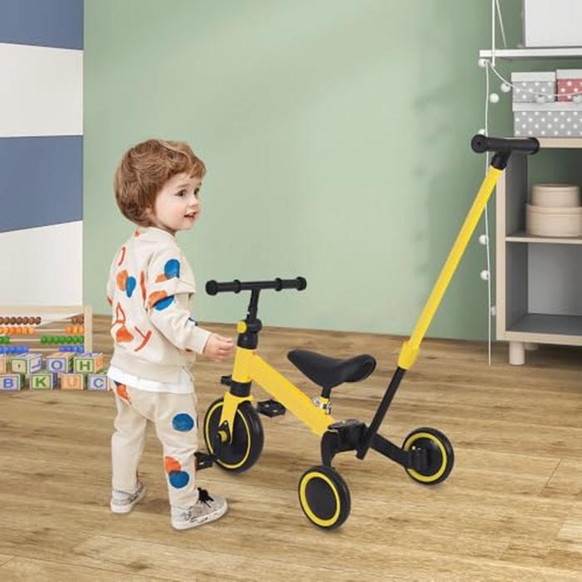 3-in-1 Driewieler voor Peuters met Duwstang - Geschikt voor 1-5 Jaar (9101005106504)