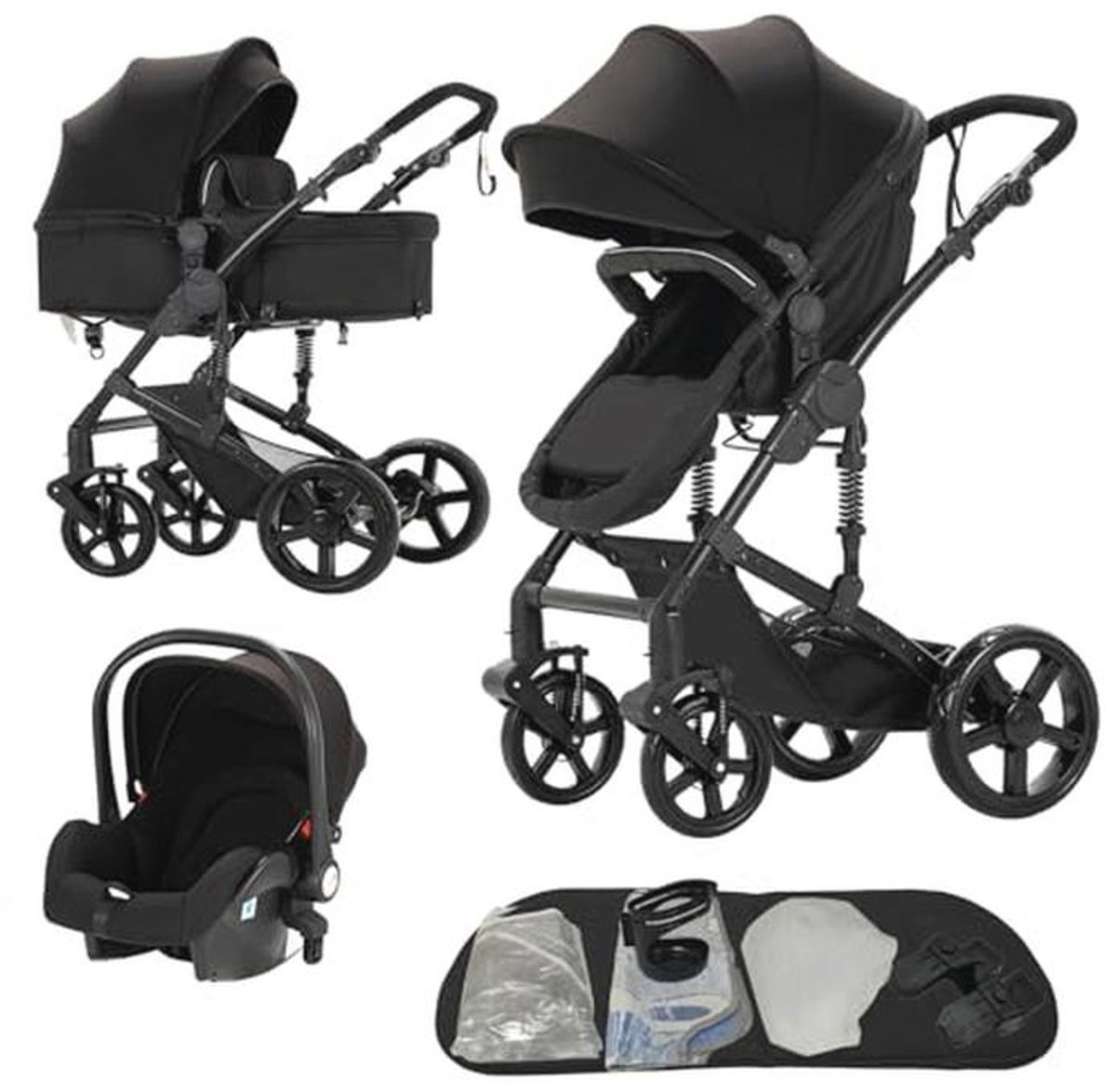 3-in-1 Kinderwagen met Omkeerbare Schuifmodus en Comfortabele Babybadje (9101009222897)