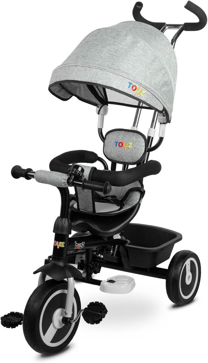 3-in-1 Loopfiets en Driewieler met Duwstang voor Kinderen 18 Maanden tot 3 Jaar - Omkeerbare Zit - Grijs (9101053923313)