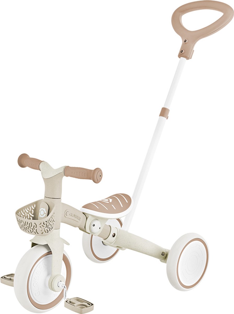 3in1 Driewieler en oefenfiets - Globber Learning Trike - 12 tot 36 maanden - Gerecycleerd kunststof - Zandkleur (4895224412892)