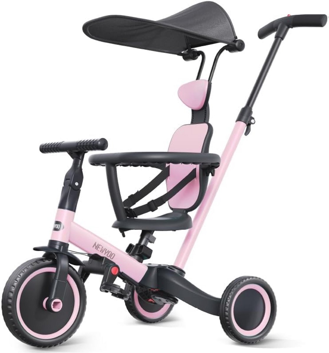 5-in-1 Driewieler voor Peuters 1-3 Jaar met Duwstang en Luifel - Multifunctionele Loopfiets voor Kinderen (6154532073040)