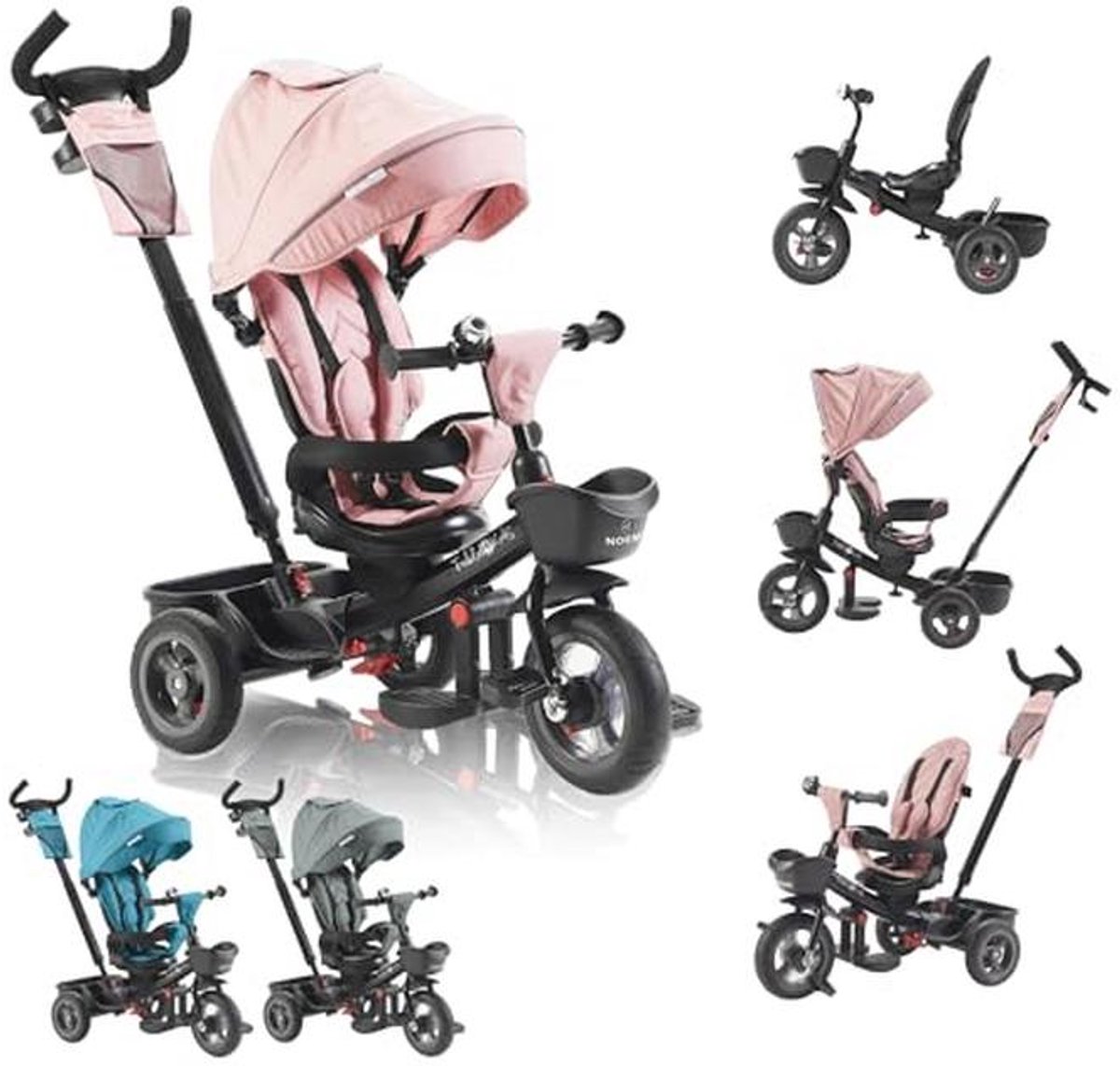 5-in-1 Kinderdriewieler met Duwstang voor Kinderen van 18 Maanden tot 5 Jaar - Roze (9101004881709)