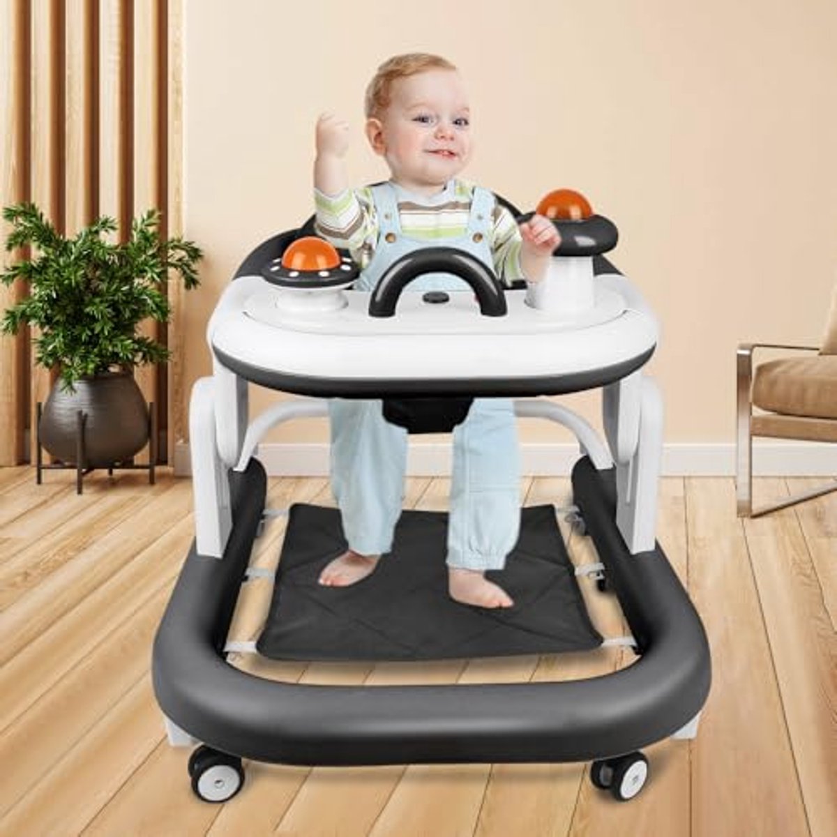 5-in-1 Loopfiets voor Baby's - Hoogte Verstelbaar tot 5 Posities - Verwijderbare Kussen - Voor Jongens en Meisjes van 6-18 Maanden - Opvouwbare Pusher met Muziek (6153802672679)