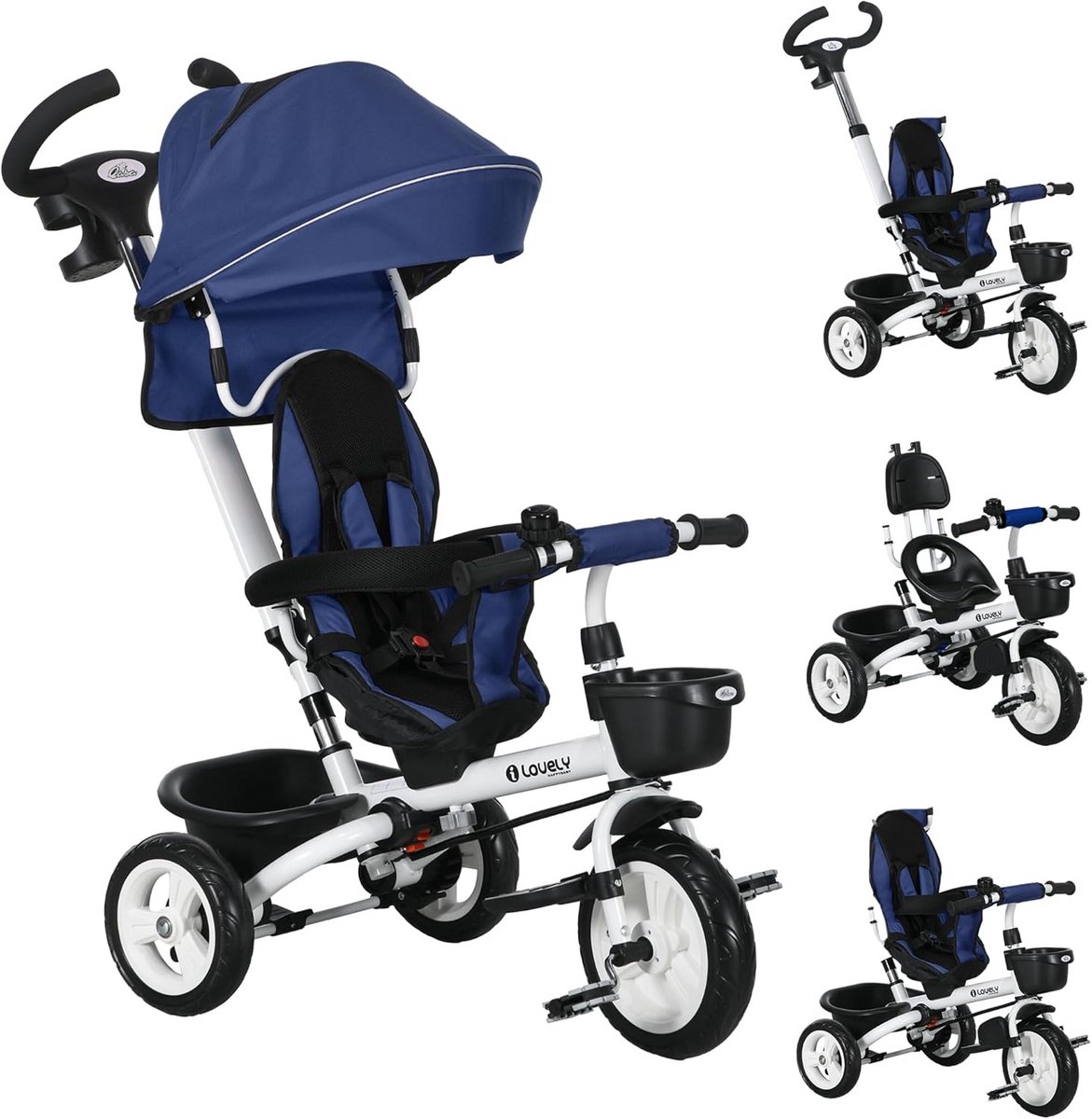 6-in-1 Loopfiets voor Baby's en Dreumesen met Duwstang en Omkeerbare Zitting (9101037237498)