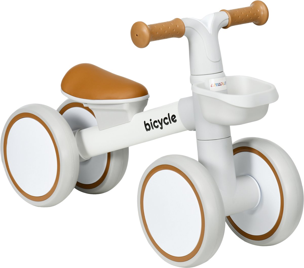 AIYAPLAY Kinderbalansfiets Aluminiumlegering, kunststof 56L x 27B x 39H cm Bruin+Wit (4255633576828)