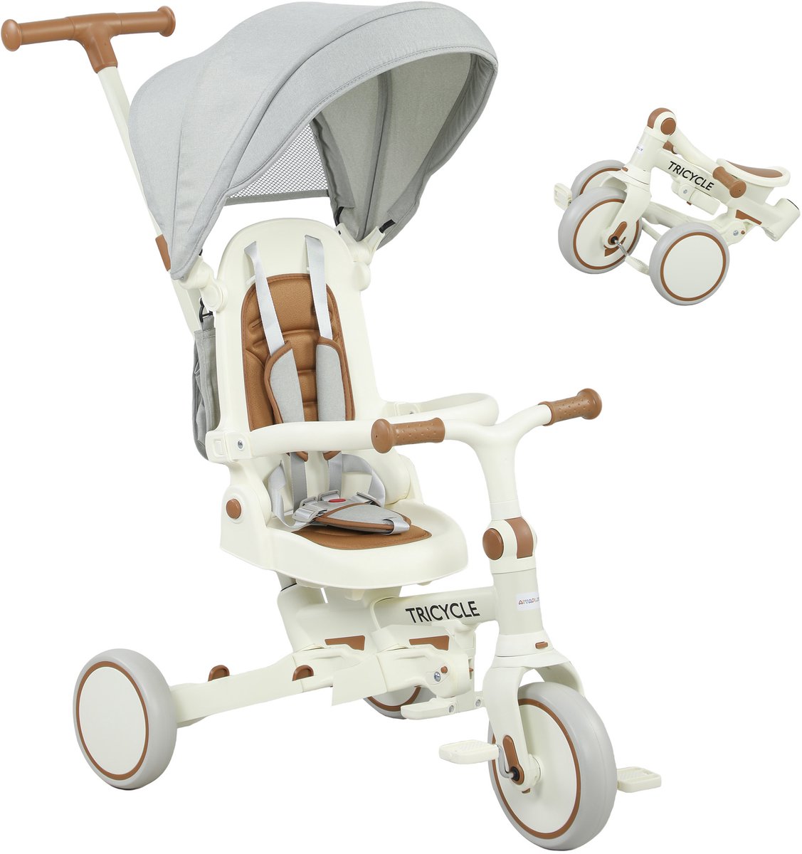 AIYAPLAY Kinderdriewieler Aluminiumlegering 96,5L x 49B x 101H cm Roomwit (4255826889841)