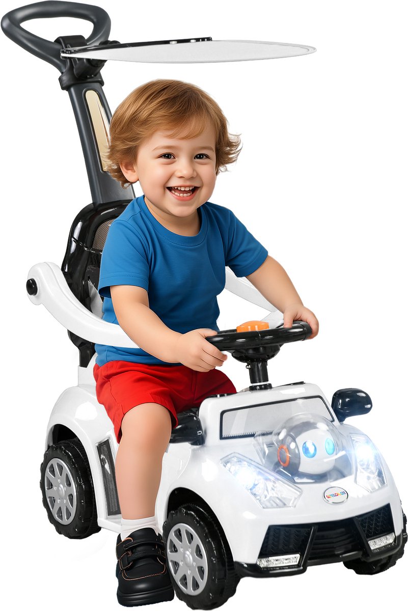 AIYAPLAY Rijdbare Schuifauto Kunststof, Metaal 96L x 39B x 90H cm Wit+Zwart (4255633579966)