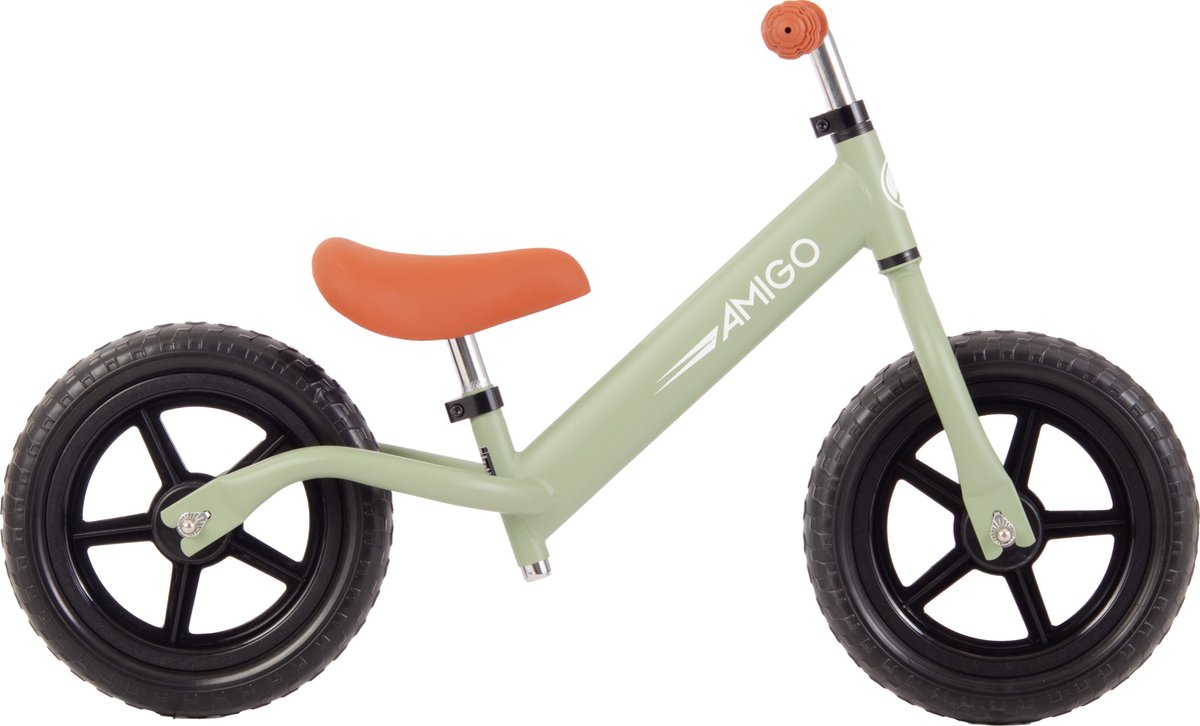 AMIGO Hopper Loopfiets 12 Inch - Lichtgewicht & In Hoogte Verstelbaar - Jongens en Meisjes Loopfiets - Balance Bike - Vanaf 2 Jaar - Matgroen (8721197098978)