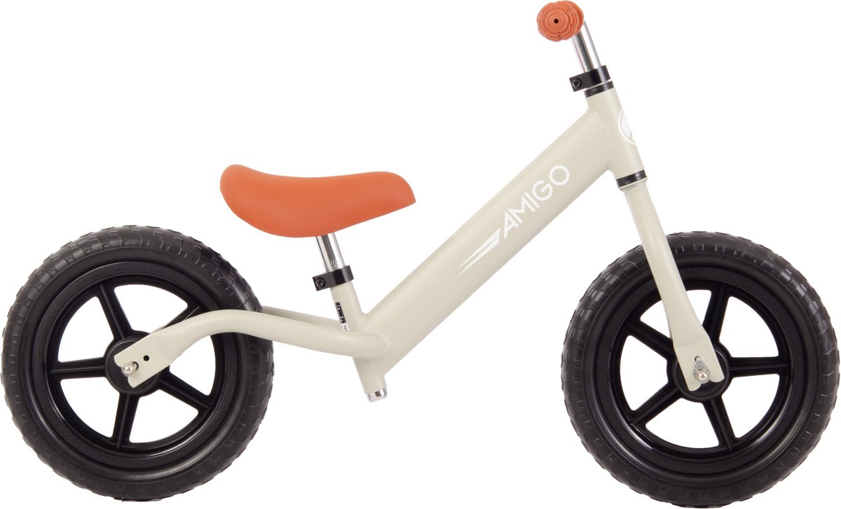AMIGO Hopper Loopfiets 12 Inch - Lichtgewicht & In Hoogte Verstelbaar - Meisjes Loopfiets - Balance Bike - Vanaf 2 Jaar - Zandbruin (8721197098985)