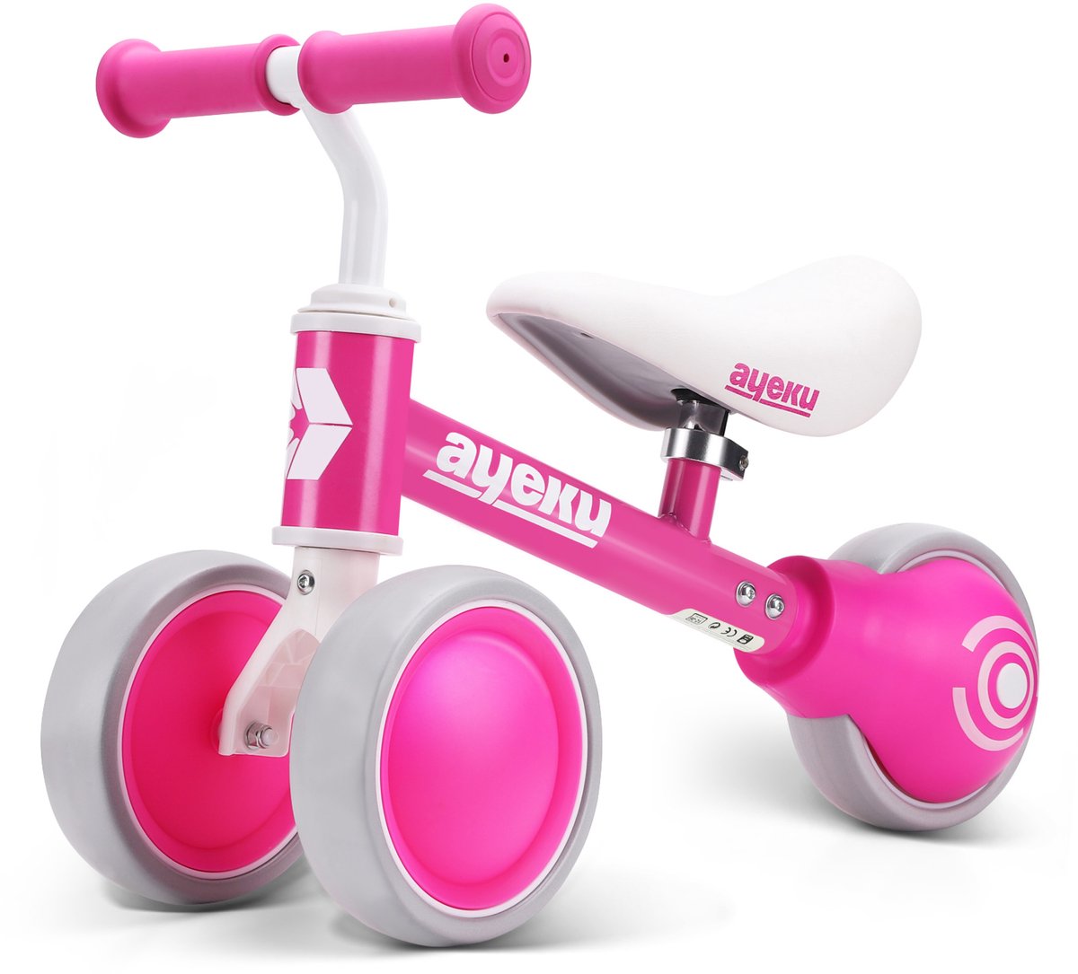 AyeKu Baby Peuter Loopfiets Stille Wielen Verstelbare Zitting, 1-3 jaar, Rozerood (6972662680118)