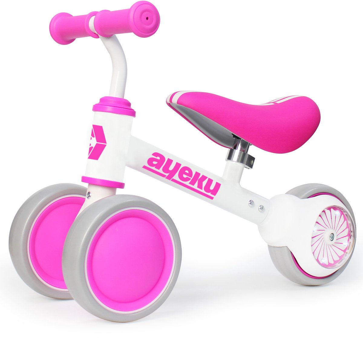 AyeKu Baby Peuter Loopfiets met Knipperende Lichtwielen, 1-3 jaar, Roze Bloem (6972662680767)