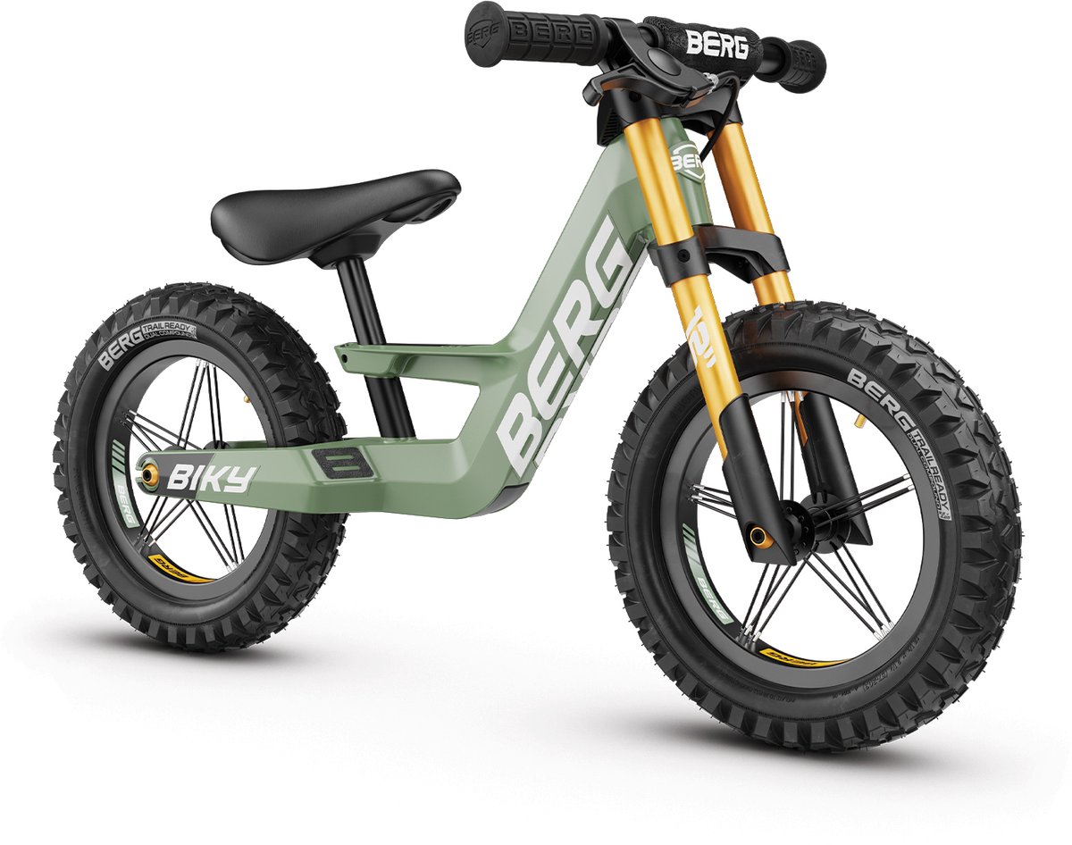 BERG Biky Cross Green Loopfiets - 12 inch - Met handrem - Lichtgewicht frame van magnesium - 2 tot 5 jaar - Groen (8715839103366)