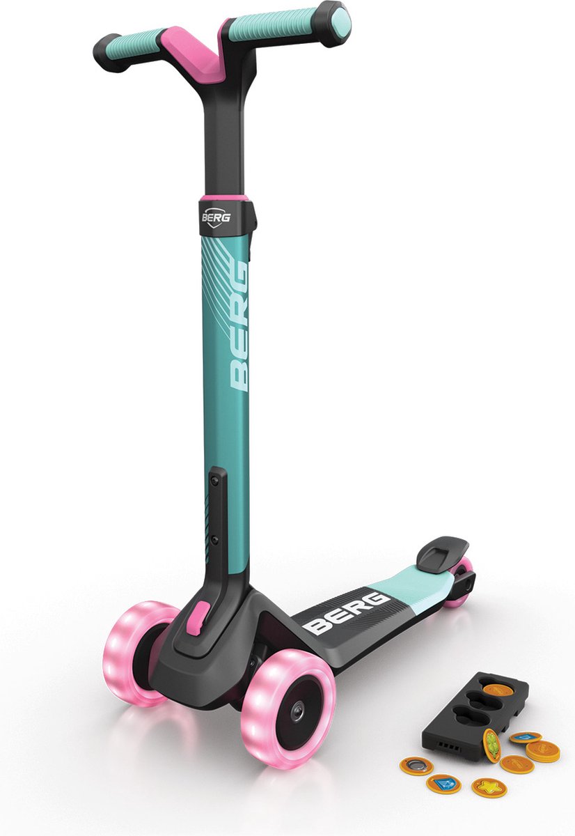 BERG Nexo Kinderstep - Vanaf 2 jaar - Opvouwbaar - In hoogte verstelbaar - Incl. Magneetdeck + LED wielen - Mint (8715839090673)