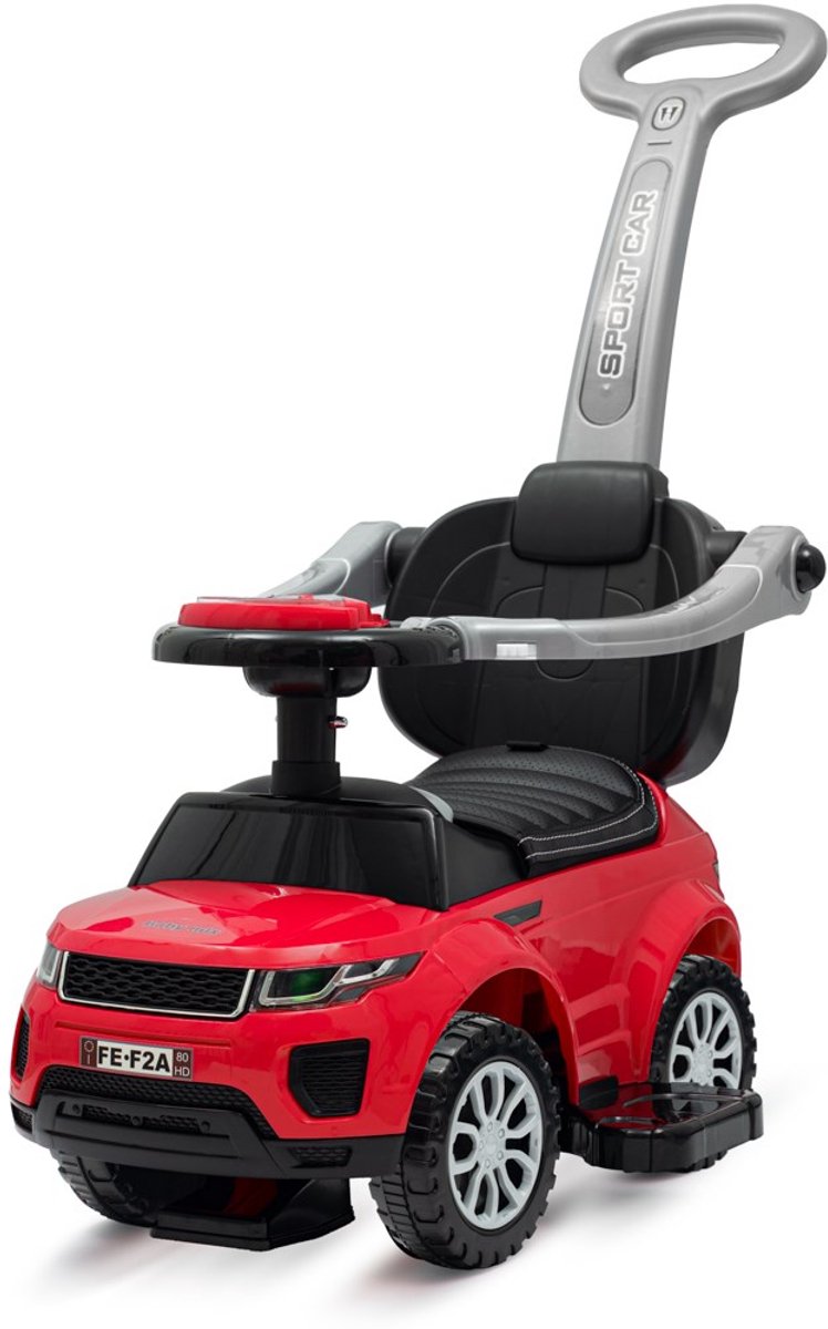 Baby Mix - Kinderloopauto - Rood - Sportieve uitstraling - Stevige kunststof wielen - Met duwstang - Stuurwiel - Veiligheidsarmleuningen - Speelauto - Buitenspeelgoed - Kid's Car (8596164165935)