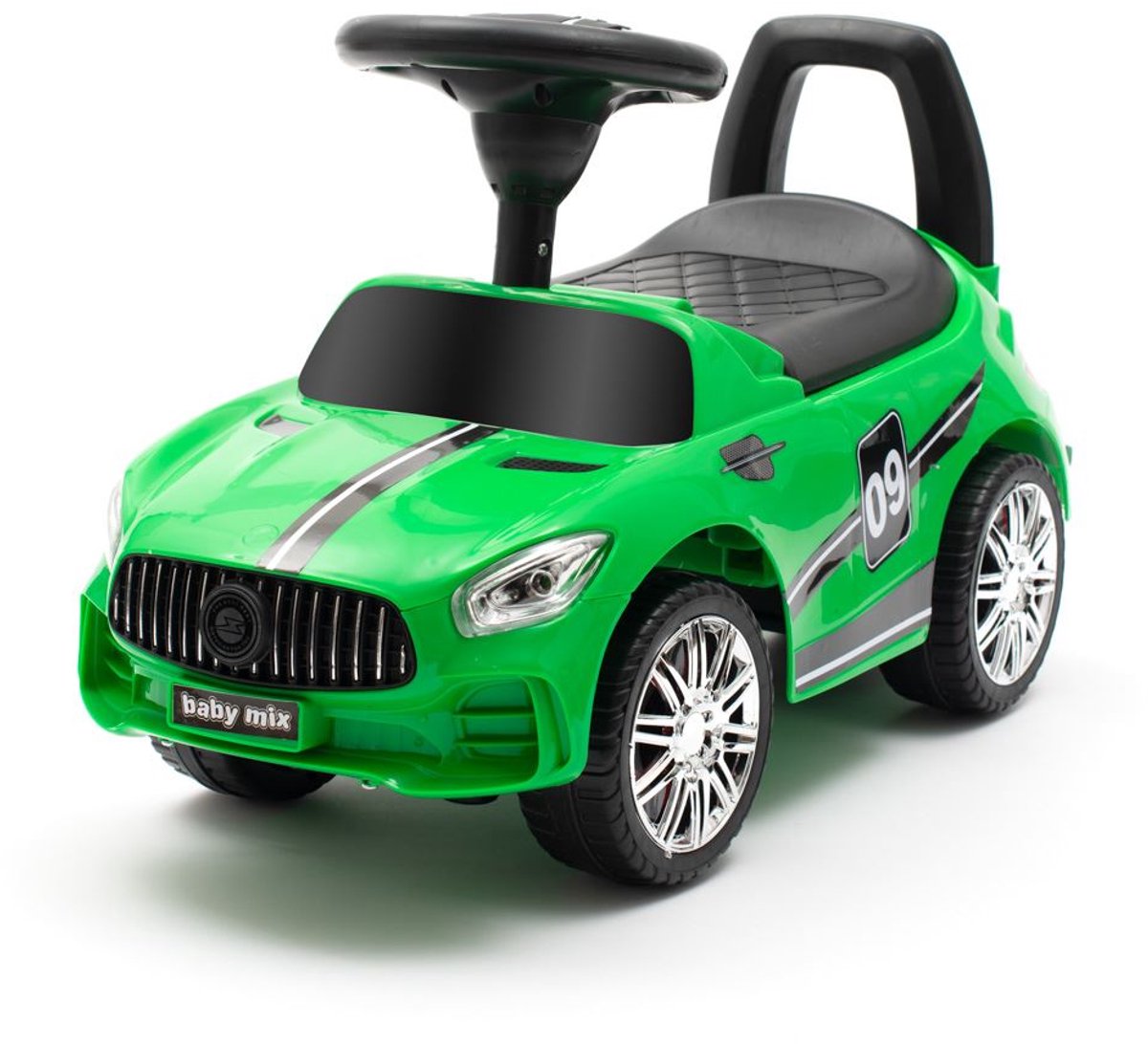 Baby Mix - Loopauto - Groene sportauto - Ergonomische zitting - Met handgreep - Raceauto-look - Kinderen - Speelgoed - Buitenactiviteit - Geluiden - Comfort (5902216920729)