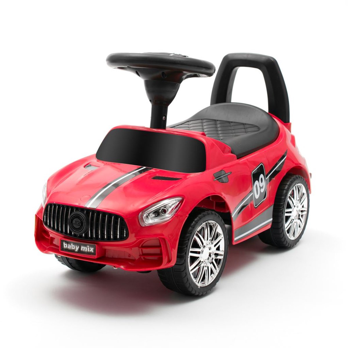 Baby Mix - Loopauto - Sportief Design - Rode Kleur - Met Racestreep - Peuterspeelgoed - Kinderracer - Speelauto - Kinderauto - Speelgoedauto - Racethematiek (5902216920712)