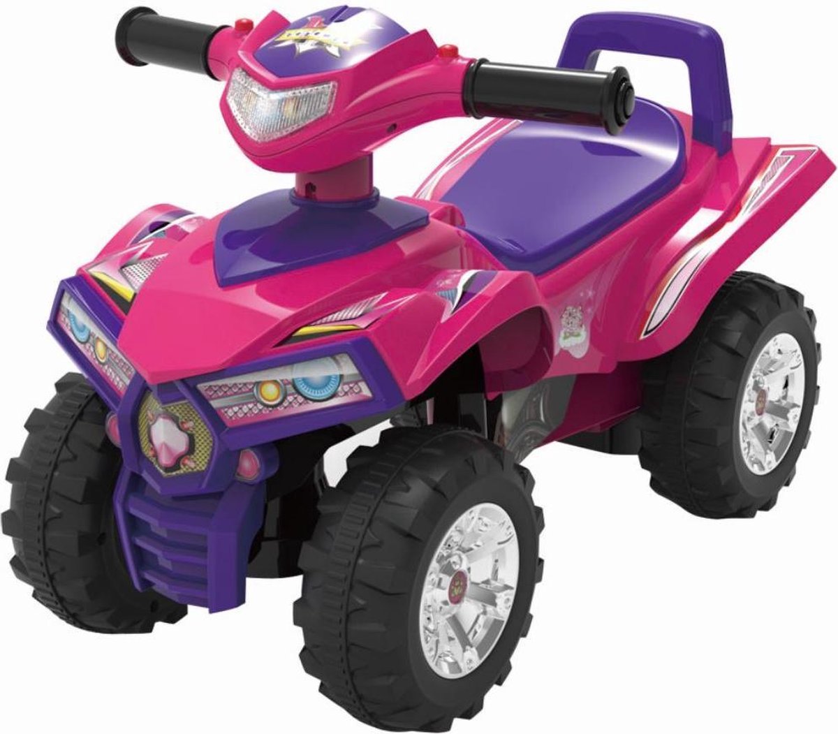 Baby Mix - Quad bike - Roze met paarse accenten - Grote wielen met zilverkleurige velgen - speelgoedvoertuig - kinderquad - quad motor - racemotief - kindervoertuig - quad met geluid (5902216913097)