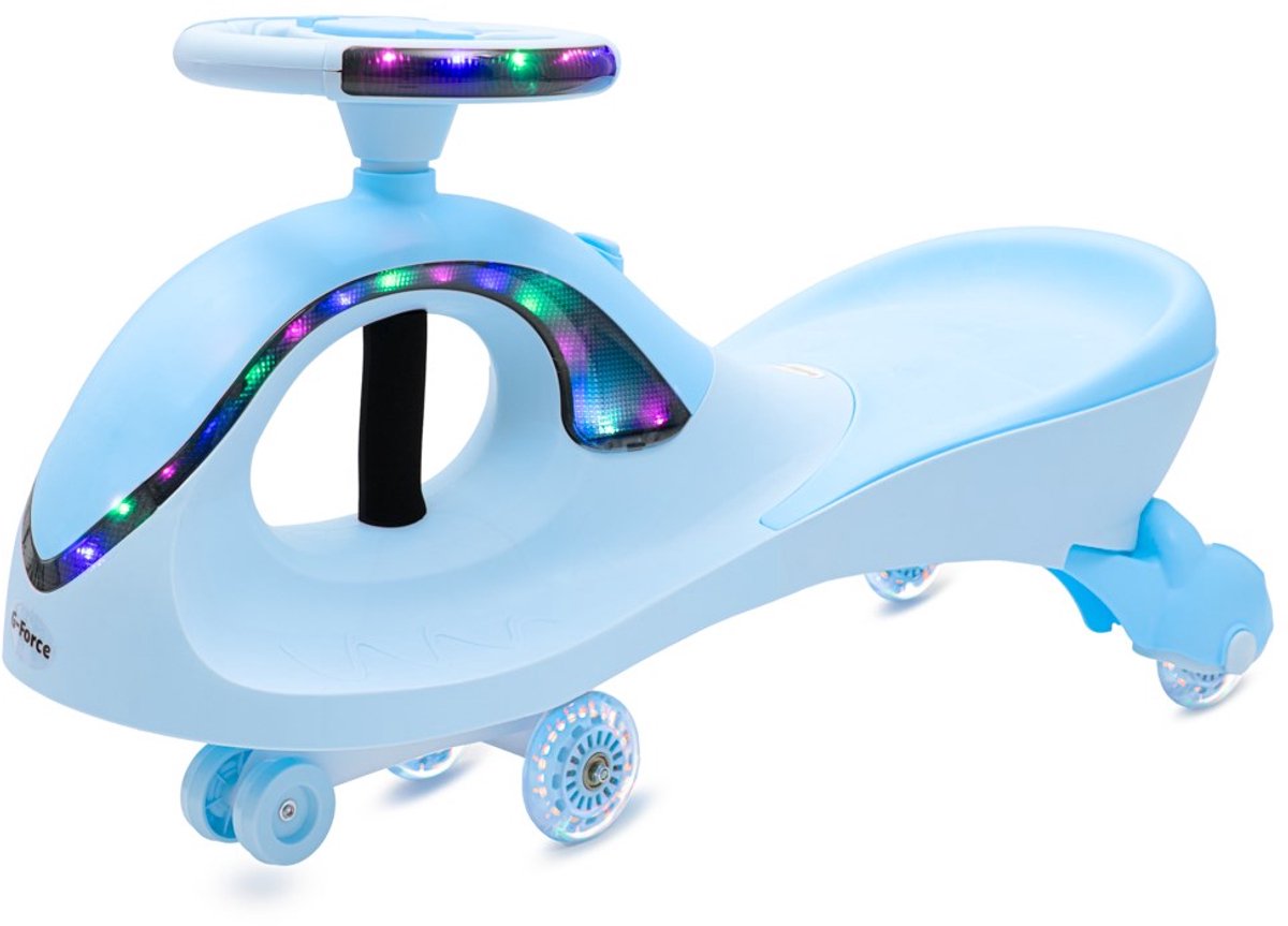 Baby Mix - Wiggle Car - Lichtblauw met LED-verlichting - Stuur zonder pedalen - Gravity Bike - Kinderauto - Beweegbare auto - Speelgoed auto - Kinderfiets - Actieve speelauto (8596164159866)