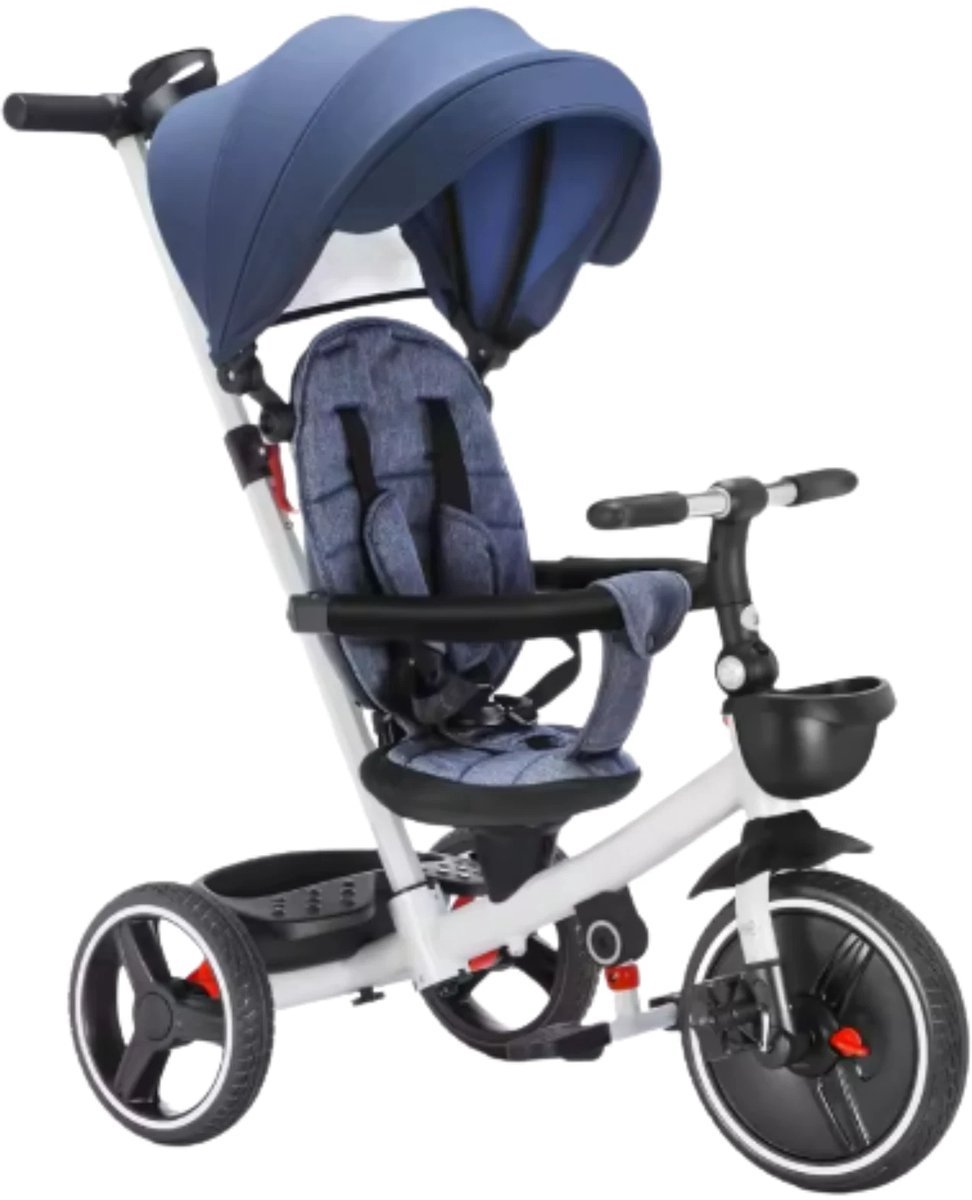 Baby driewieler Zyrell - 6-in-1 - Voor kinderen - Duwfiets met duwstang - Babyfiets - Loopfiets - Peuterfiets - Blauw (8721052069556)