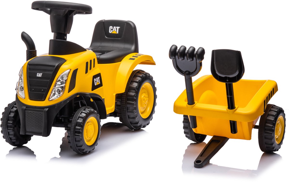 Bandits & Angels Loopauto CAT Tractor met Aanhanger vanaf 1 jaar - Loopwagen Geel - Loopauto Voor Jongens - Caterpillar (8719558088683)