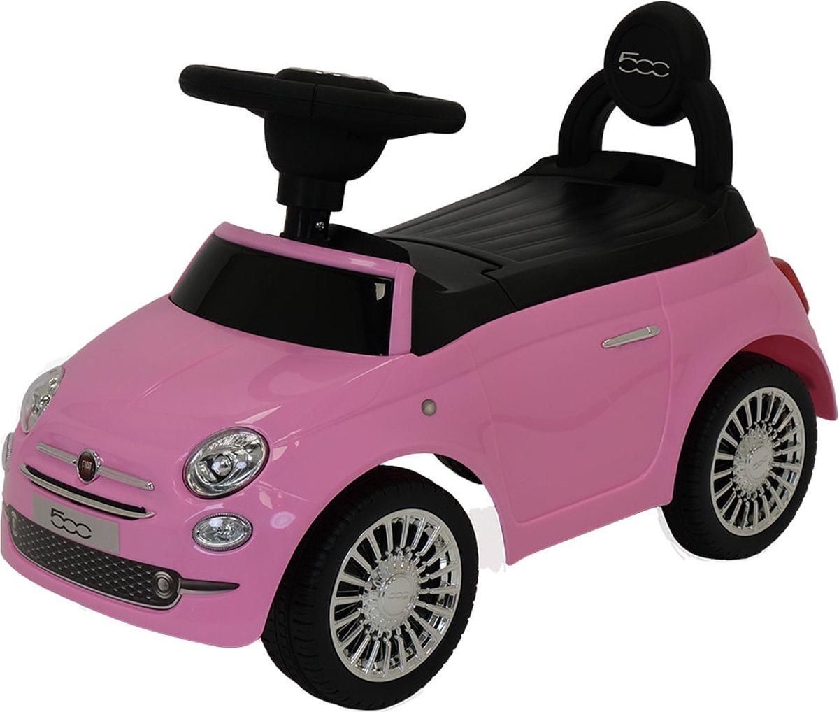 Bandits & Angels Loopauto Fiat 500 Retro Roze vanaf 1 jaar voor Meisjes - Roze Loop Auto voor Kinderen - met Claxon - voor Binnen en Buiten (8719558085019)