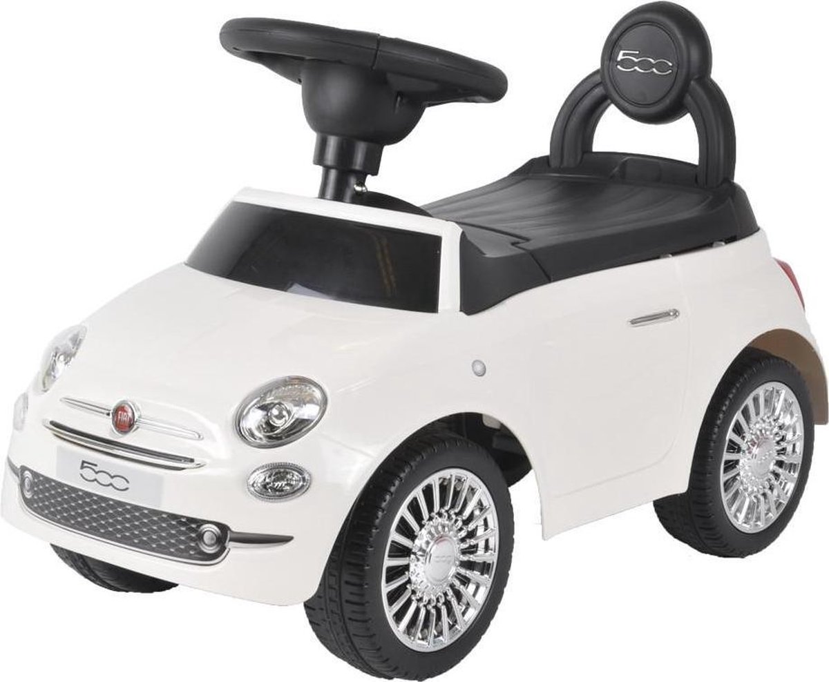 Bandits & Angels Loopauto Fiat 500 Wit vanaf 1 jaar voor Jongens en Meisjes - Witte Loop Auto voor Kinderen - met Claxon - voor Binnen en Buiten (8719558081066)