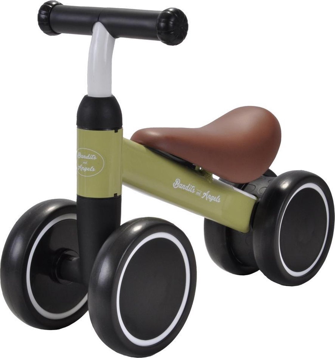 Bandits & Angels Loopfiets Little Starter Groen vanaf 1 Jaar voor Jongens en Meisjes - Metaal - Groene Loop Fiets - Compact en Veilig voor Binnen en Buiten (8719558084296)