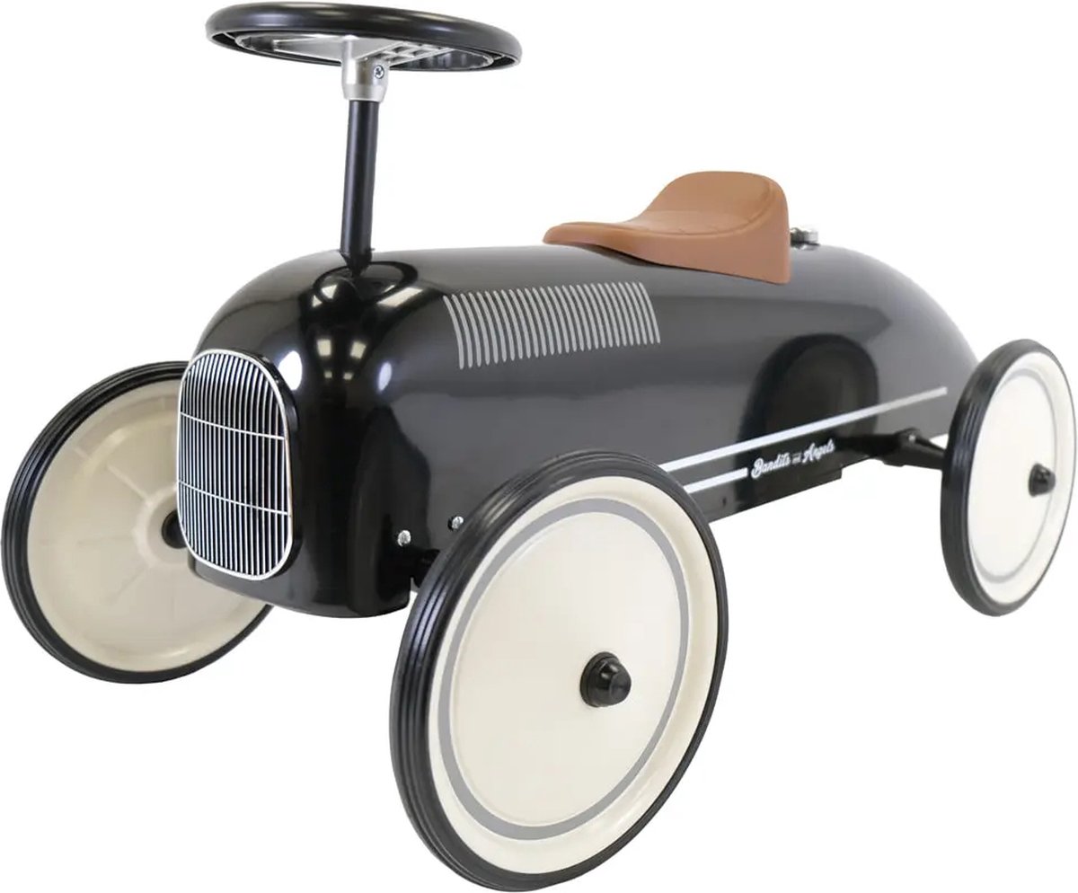 Bandits & Angels Metalen Loopauto Oldtimer Retro Zwart vanaf 1 Jaar voor Jongens en Meisjes - Loop Auto voor Kinderen Retro Black - voor Binnen en Buiten (8719558087402)