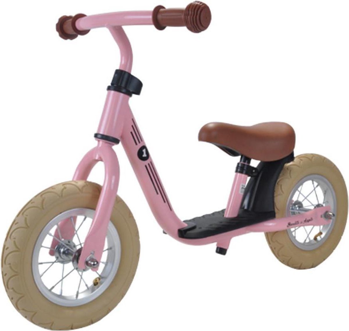 Bandits & Angels Metalen Loopfiets Starter Retro Roze met Voetenplank vanaf 2 Jaar - Limited Edition - Retro Roze Loop Fiets - Verstelbaar Zadel 29 tot 39 cm - Voor Jongens en Meisjes - Compact en Veilig - Lage Instap met Voetenplank (8719558083411)